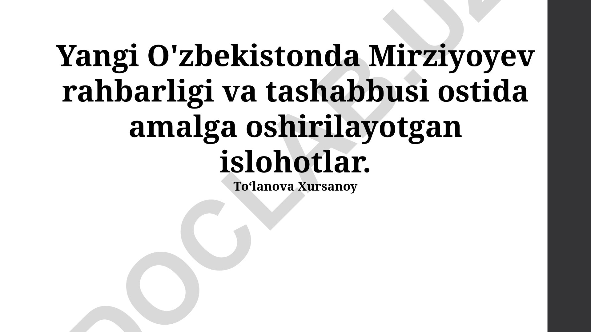 Yangi O'zbekistonda Mirziyoyev rahbarligidagi islohotlar