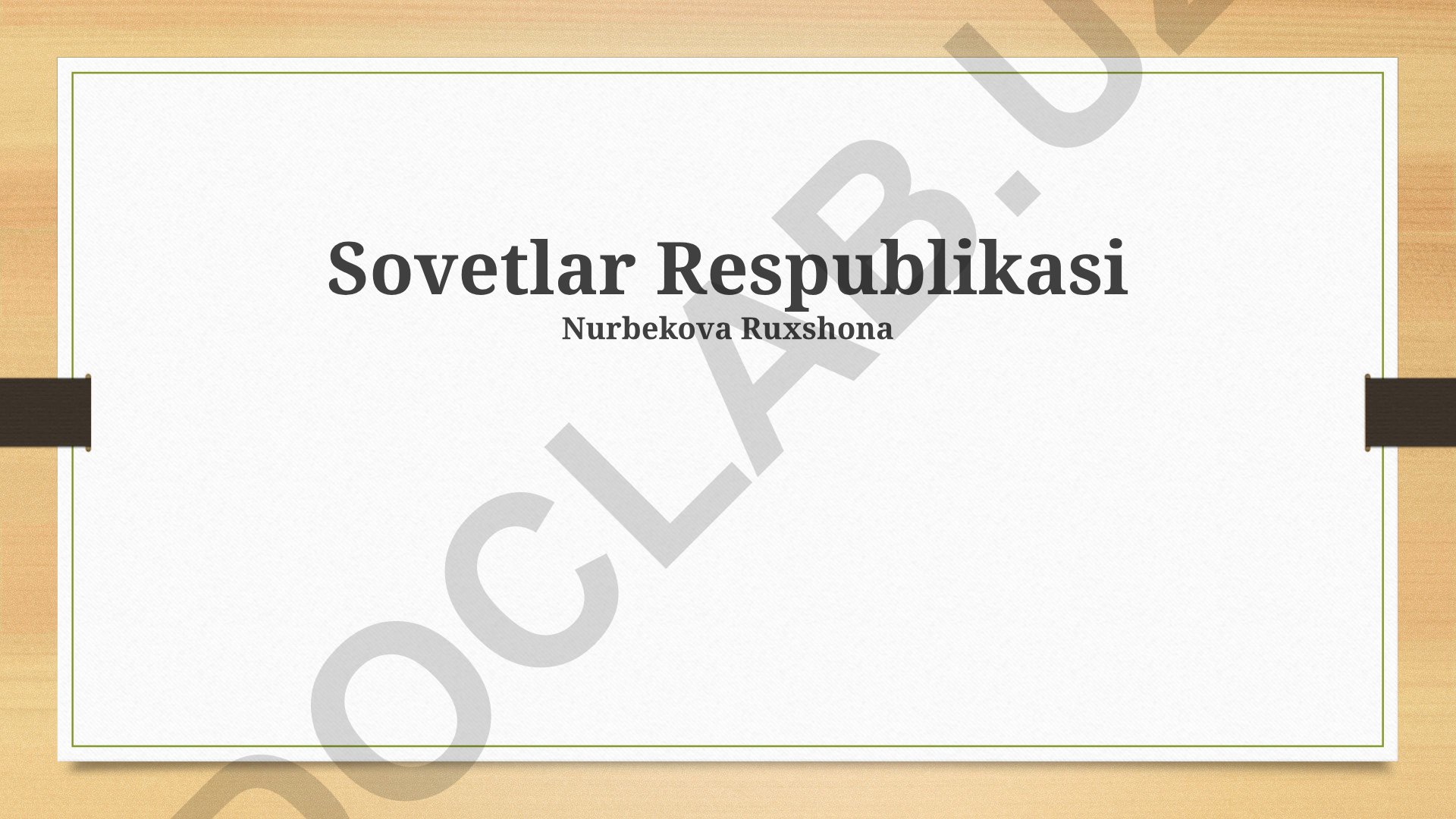 Sovet respublikasining shakllanishi, siyosiy tuzilishi va merosi