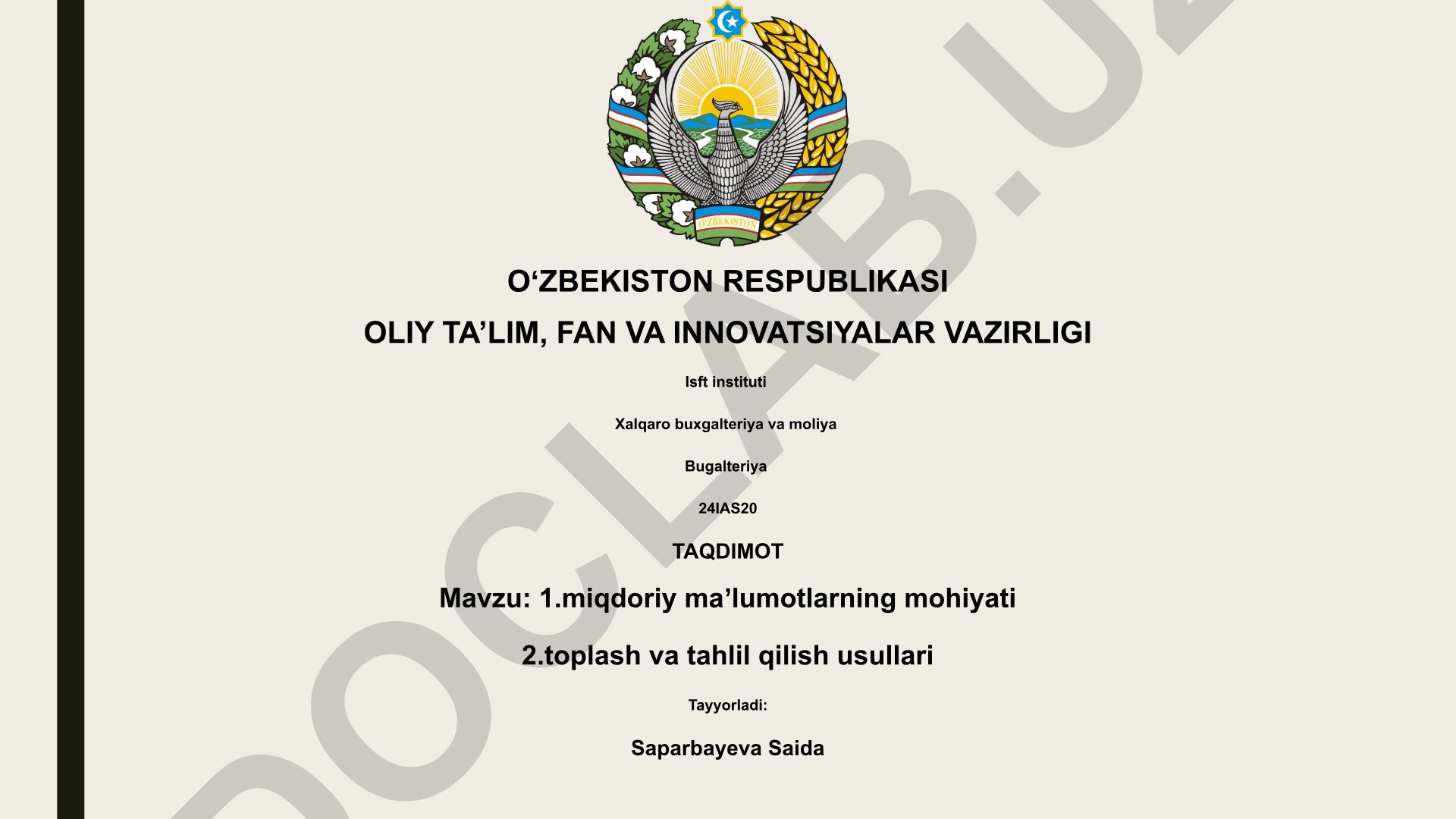 Miqdoriy ma'lumotlarning mohiyati, to'plash va tahlil qilish usullari