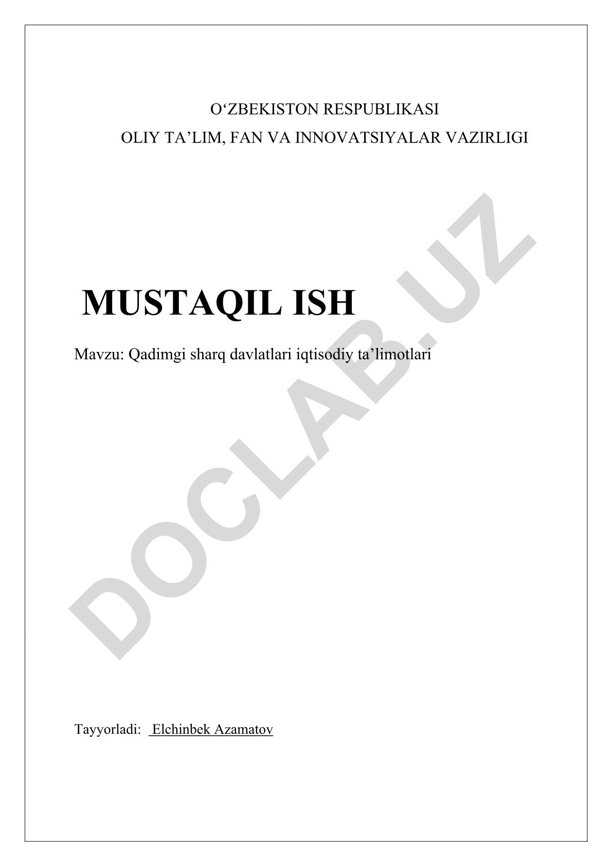 Qadimgi sharq davlatlari iqtisodiy ta'limotlari