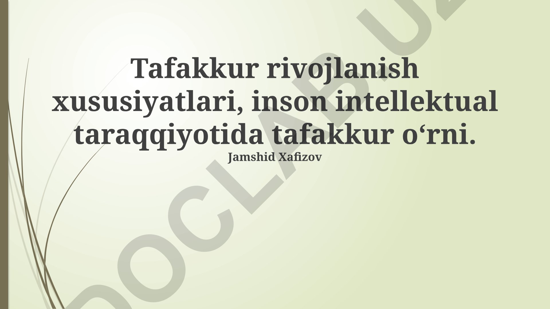 Fikrlash rivojlanish xususiyatlari va intellektual taraqqiyotdagi o'rni