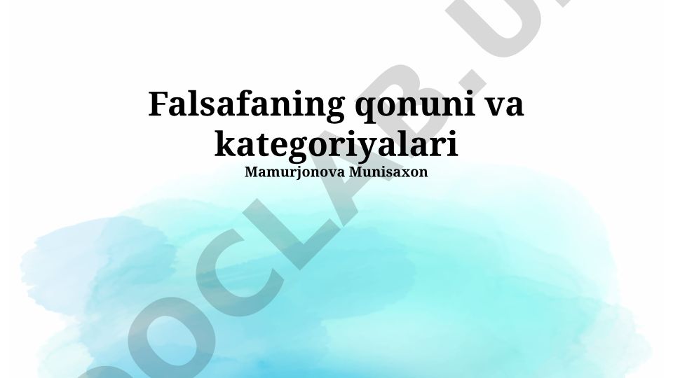 Falsafaning qonuni va kategoriyalari