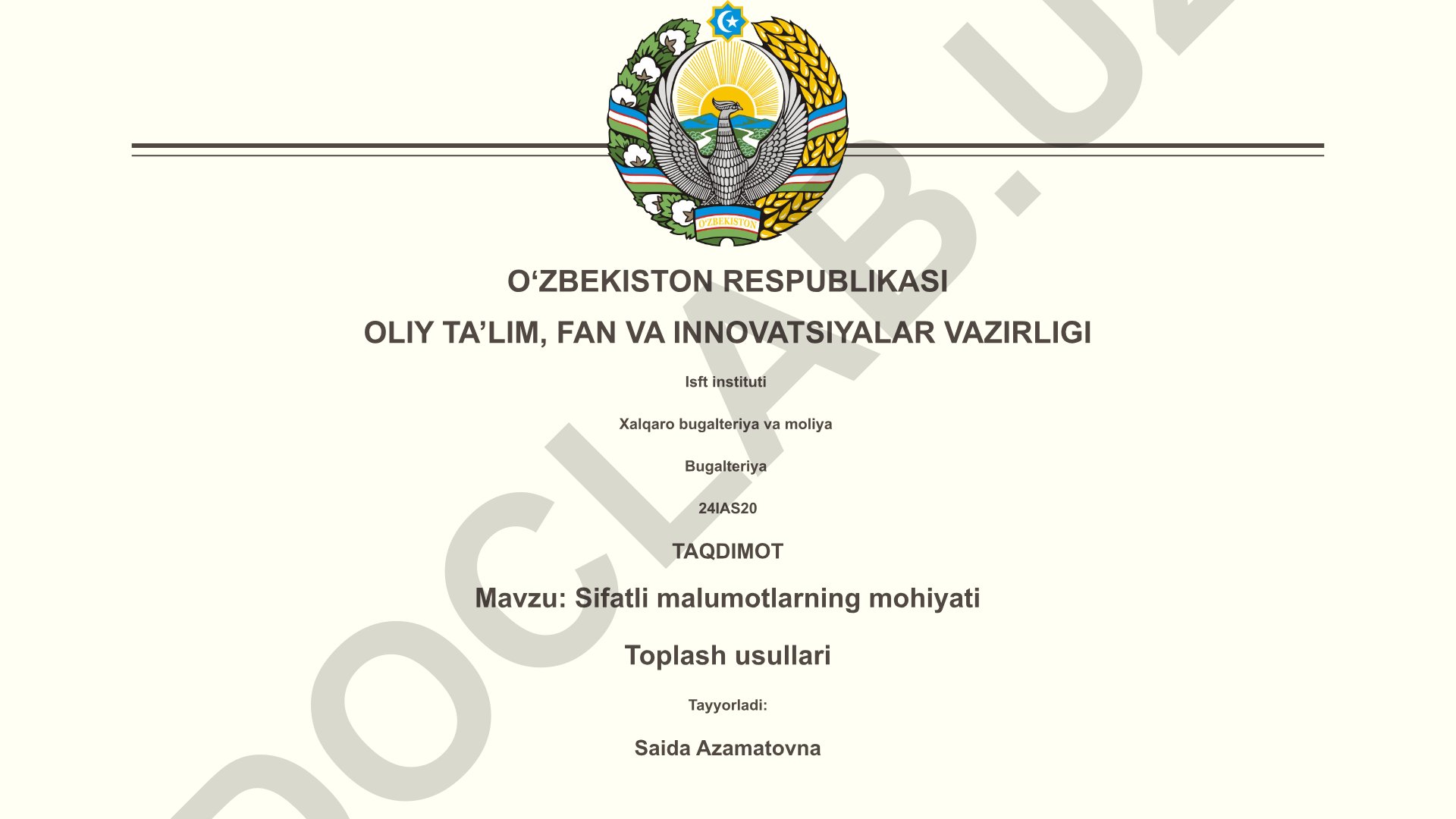 Sifatli ma'lumotlarning mohiyati va to'plash usullari