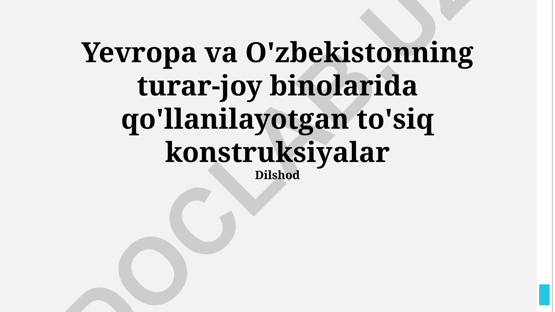 Yevropa va O'zbekistonda turar-joy binolarida to'siq konstruksiyalari