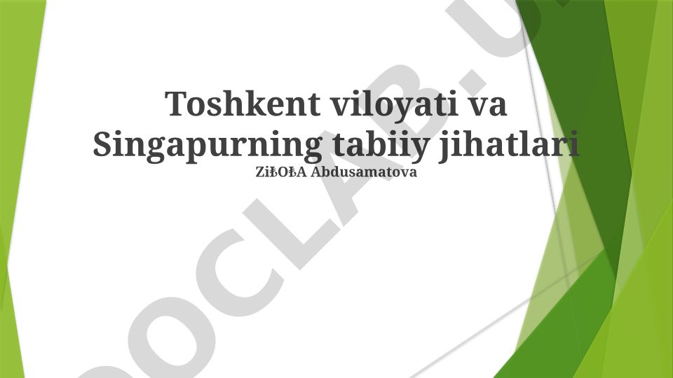 Toshkent viloyati va Singapurning tabiiy jihatlari