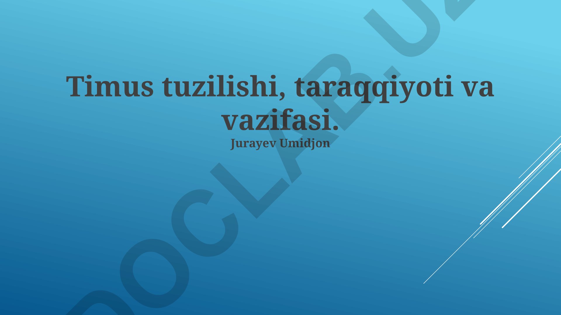 Timus tuzilishi, taraqqiyoti va vazifasi