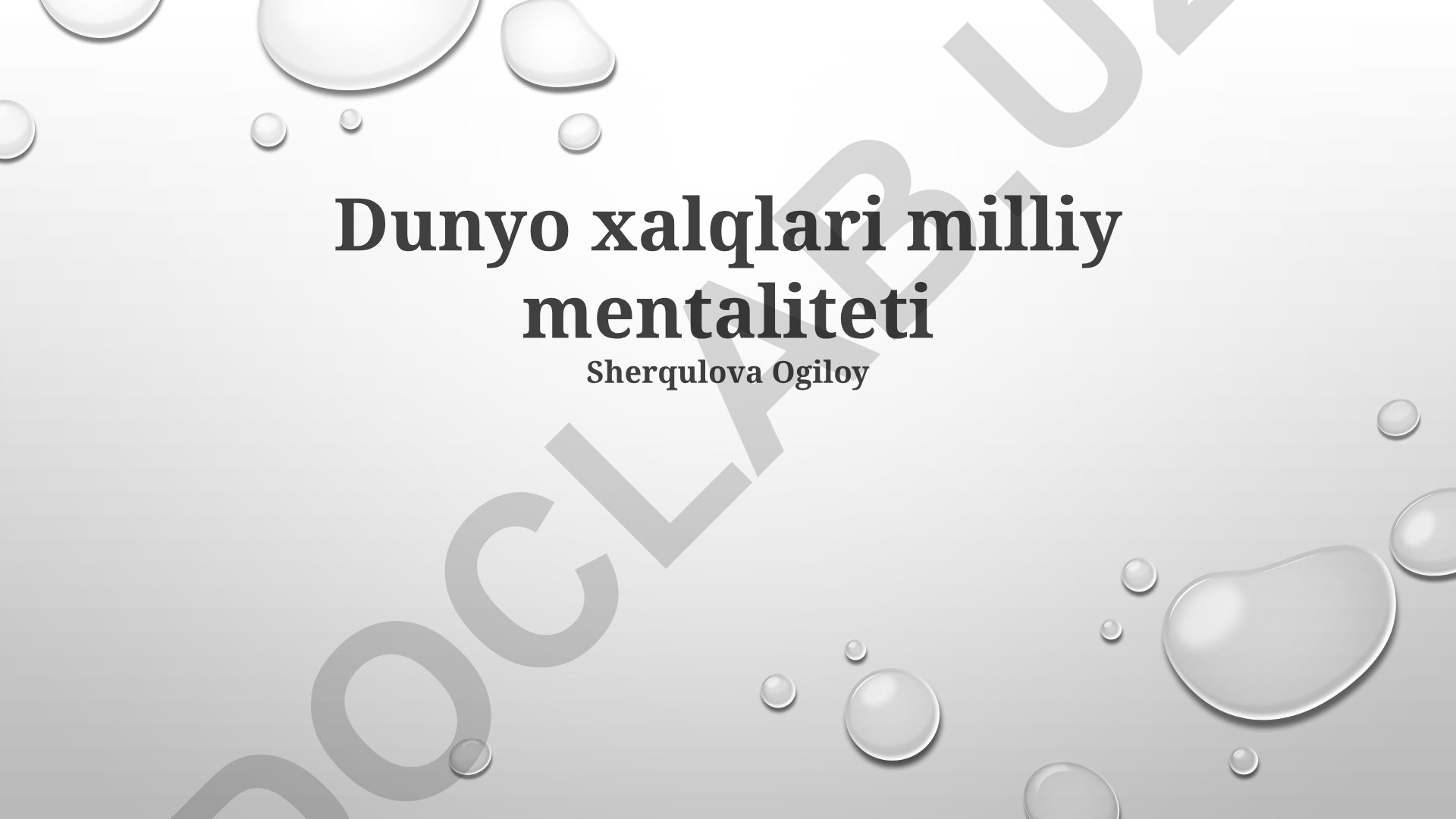 Dunyo xalqlari milliy mentaliteti