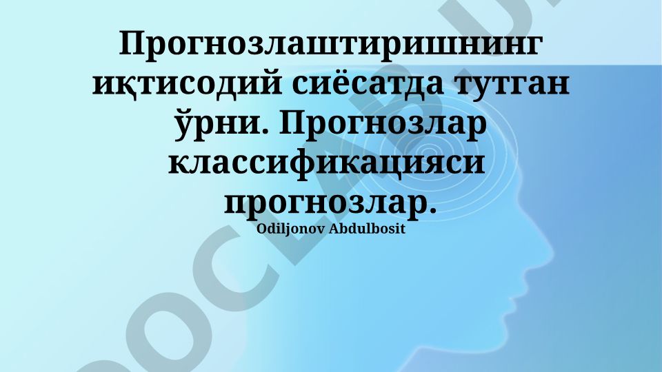 Bashoratning iqtisodiy siyosatdagi roli va tasnifi