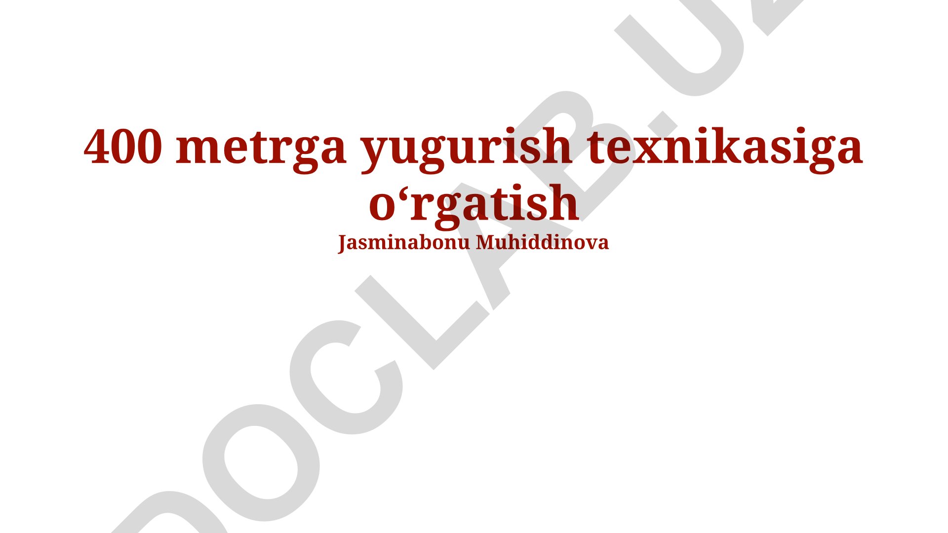 400 metrga yugurish texnikasiga o'rgatish