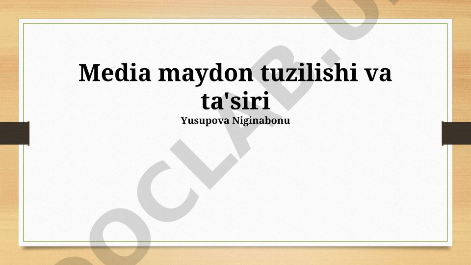 OAV maydon tuzilishi va ta'siri