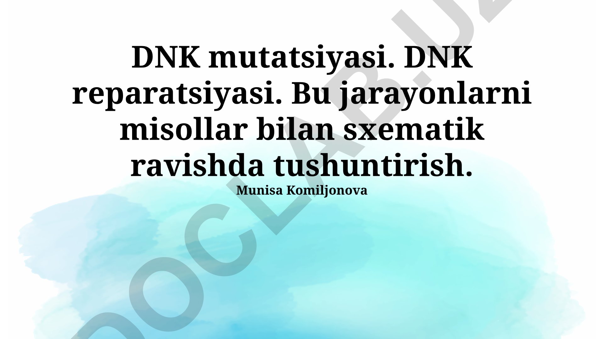 DNK mutatsiyasi va reparatsiyasi jarayonlari