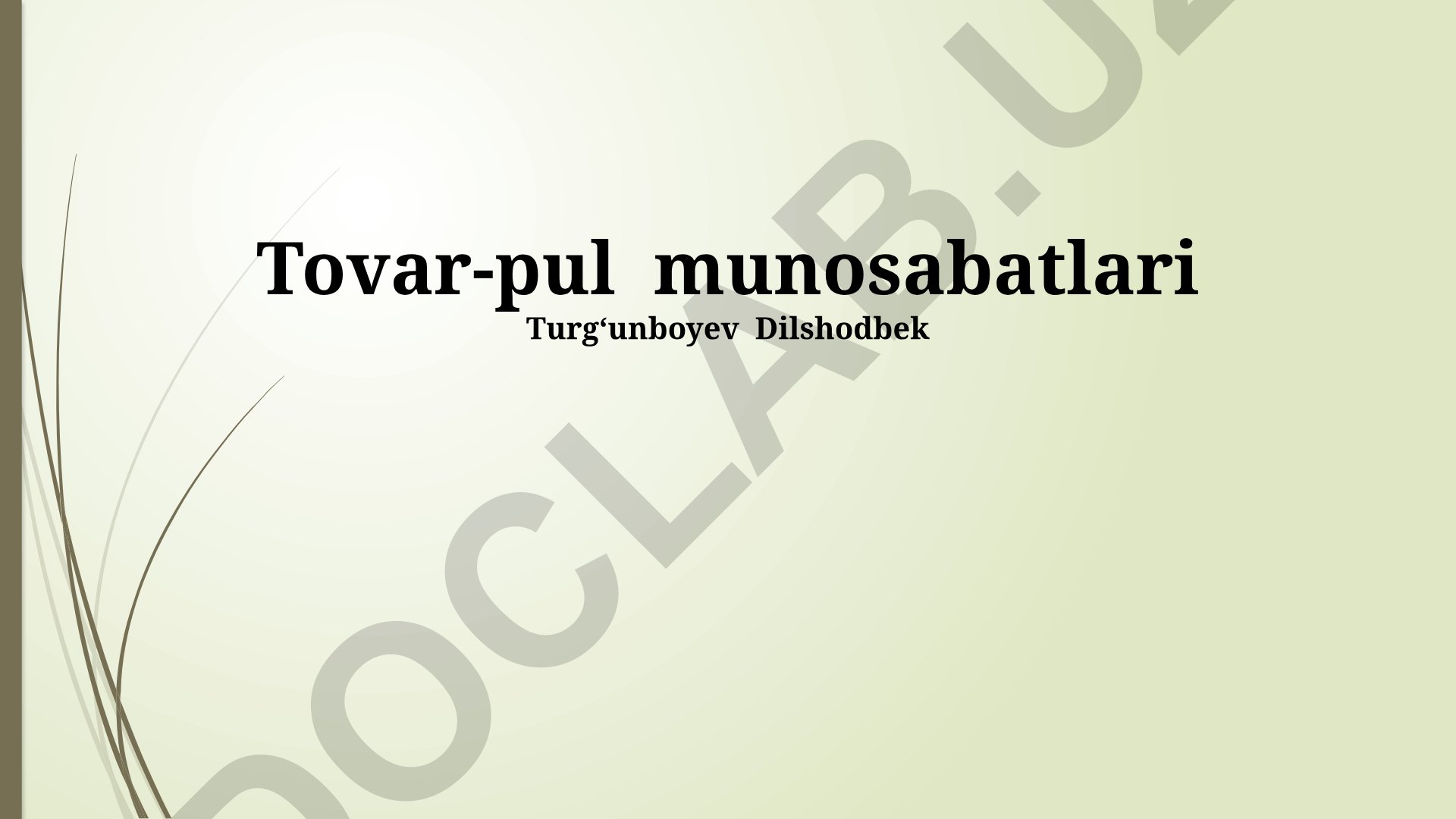 Tovar-pul munosabatlari
