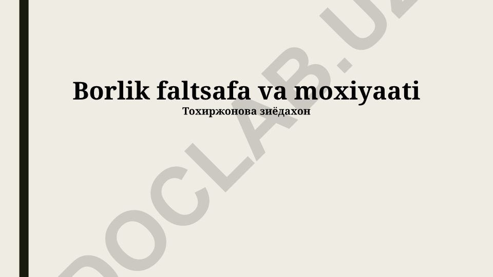 Borlik falsafasi va moxiyaati