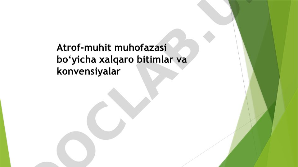 Atrof-muhit muhofazasi bo'yicha xalqaro bitimlar va konvensiyalar