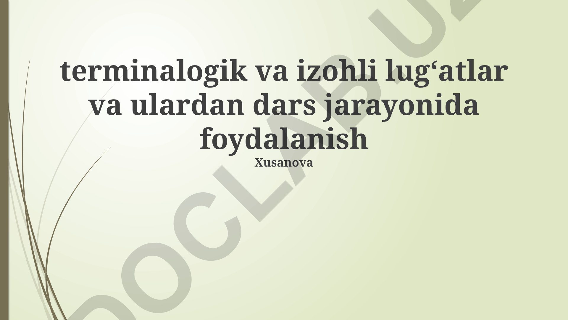 Terminologik va izohli lug'atlardan dars jarayonida foydalanish