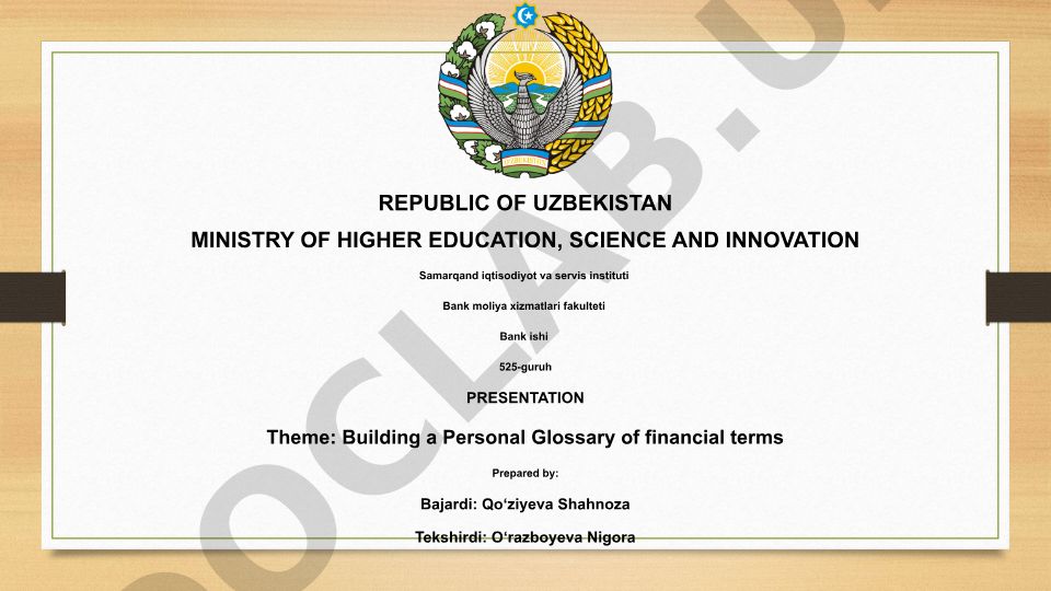Building a Personal Glossary of financial terms