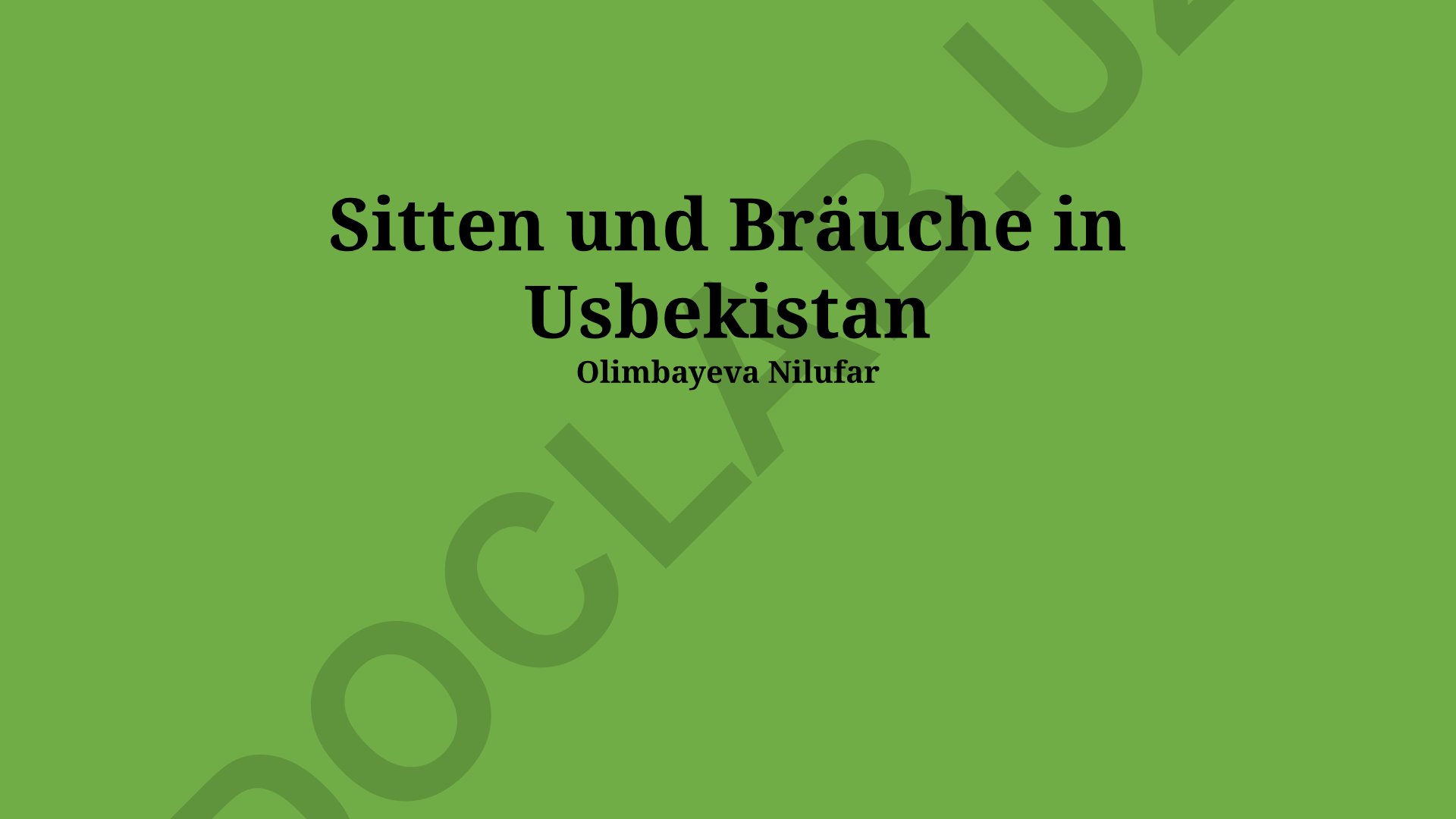 Sitten und Bräuche in Usbekistan