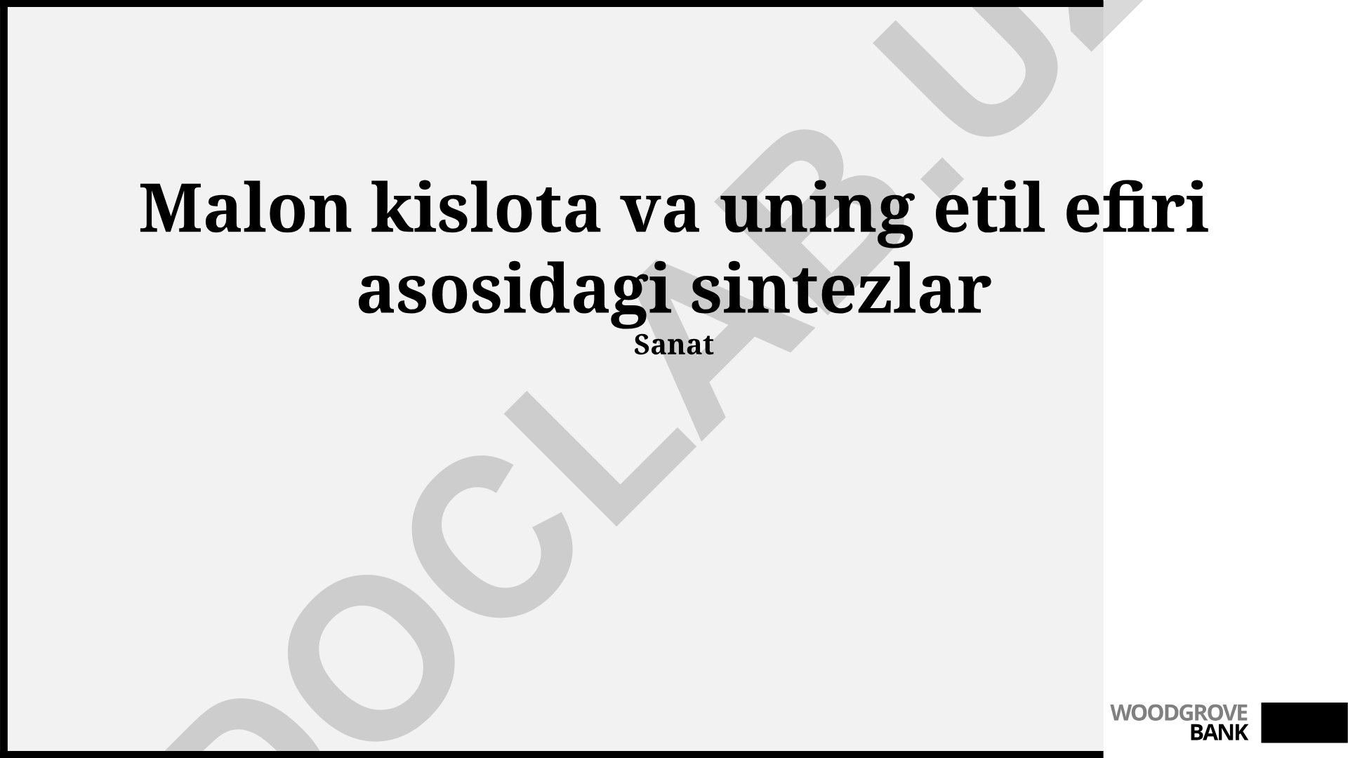 Malon kislota va uning etil efiri asosidagi organik sintezlar
