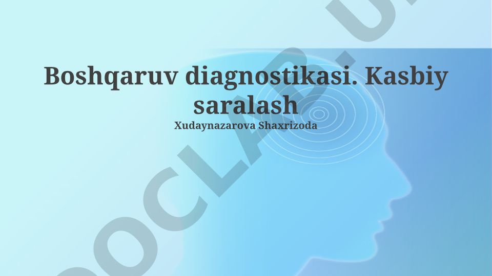 Boshqaruv diagnostikasi va kasbiy tanlov
