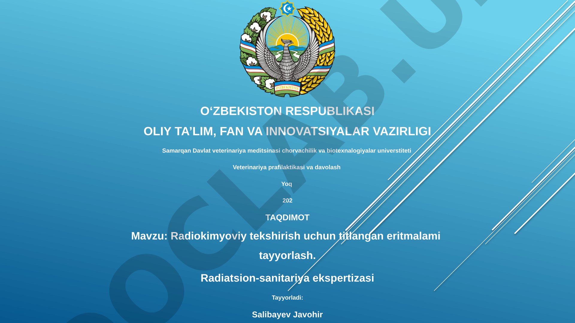 Radiokimyoviy tekshirish uchun titrlangan eritmalarni tayyorlash
