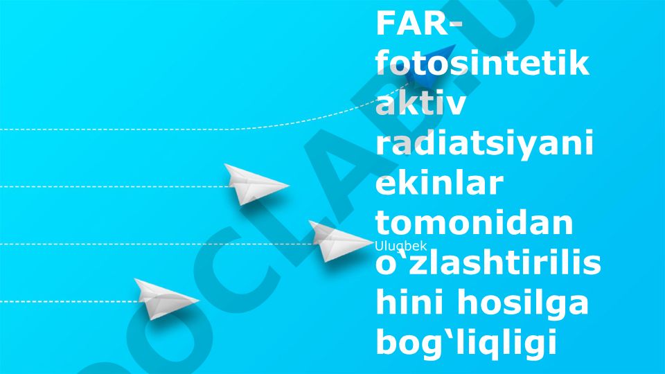Fotosintetik faol nurlanishning ekinlar hosildorligiga ta'siri