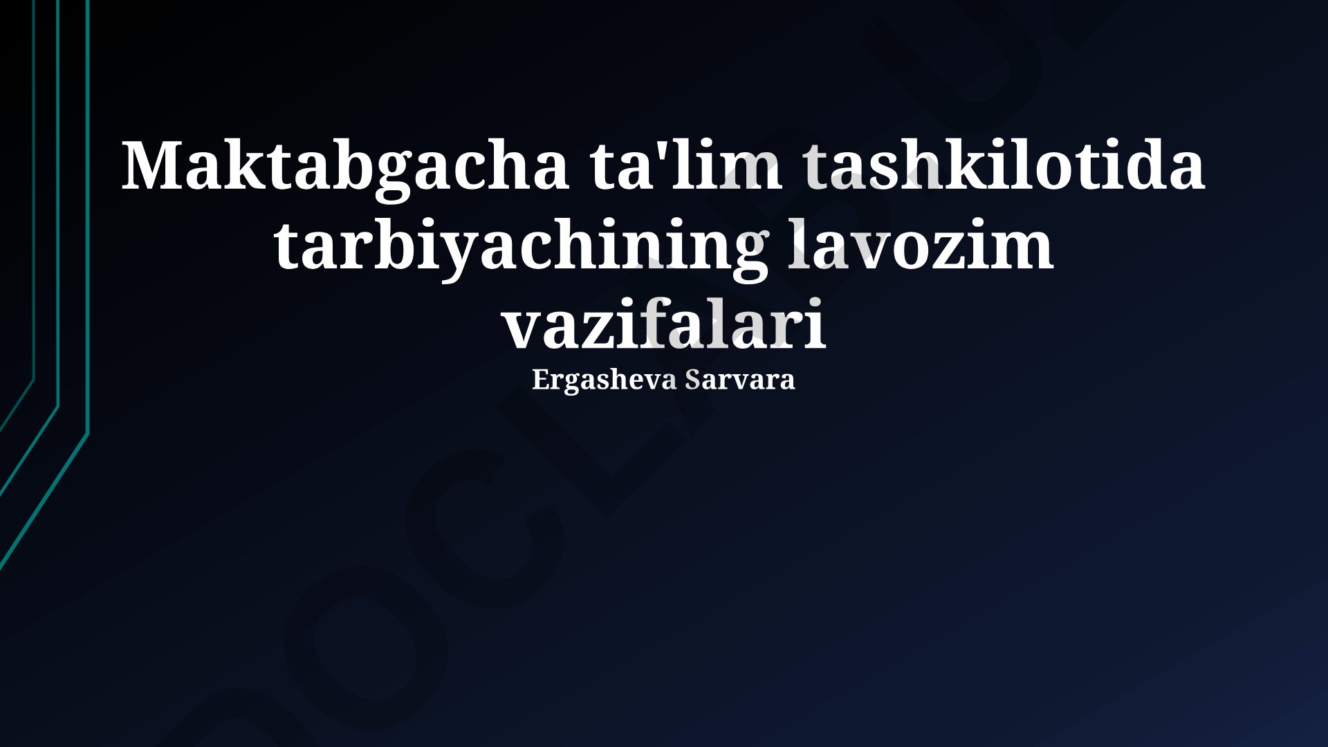 Maktabgacha ta'lim tashkilotida tarbiyachining lavozim vazifalari