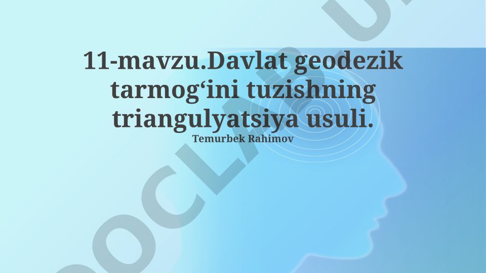 Davlat geodezik tarmog'ini tuzishning triangulyatsiya usuli