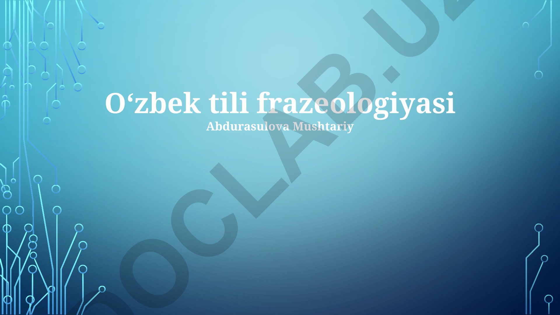 Oʻzbek tili frazeologiyasi va idiomalar