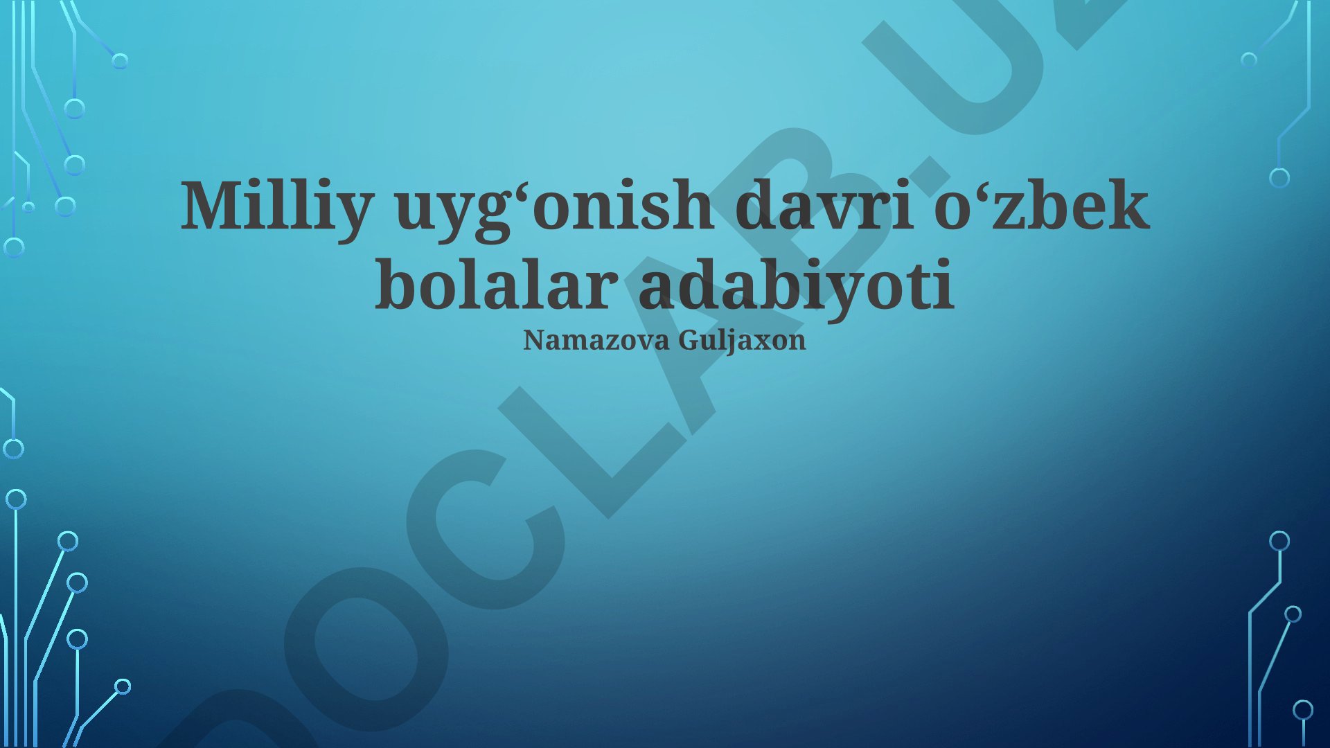 Milliy uygʻonish davri oʻzbek bolalar adabiyoti