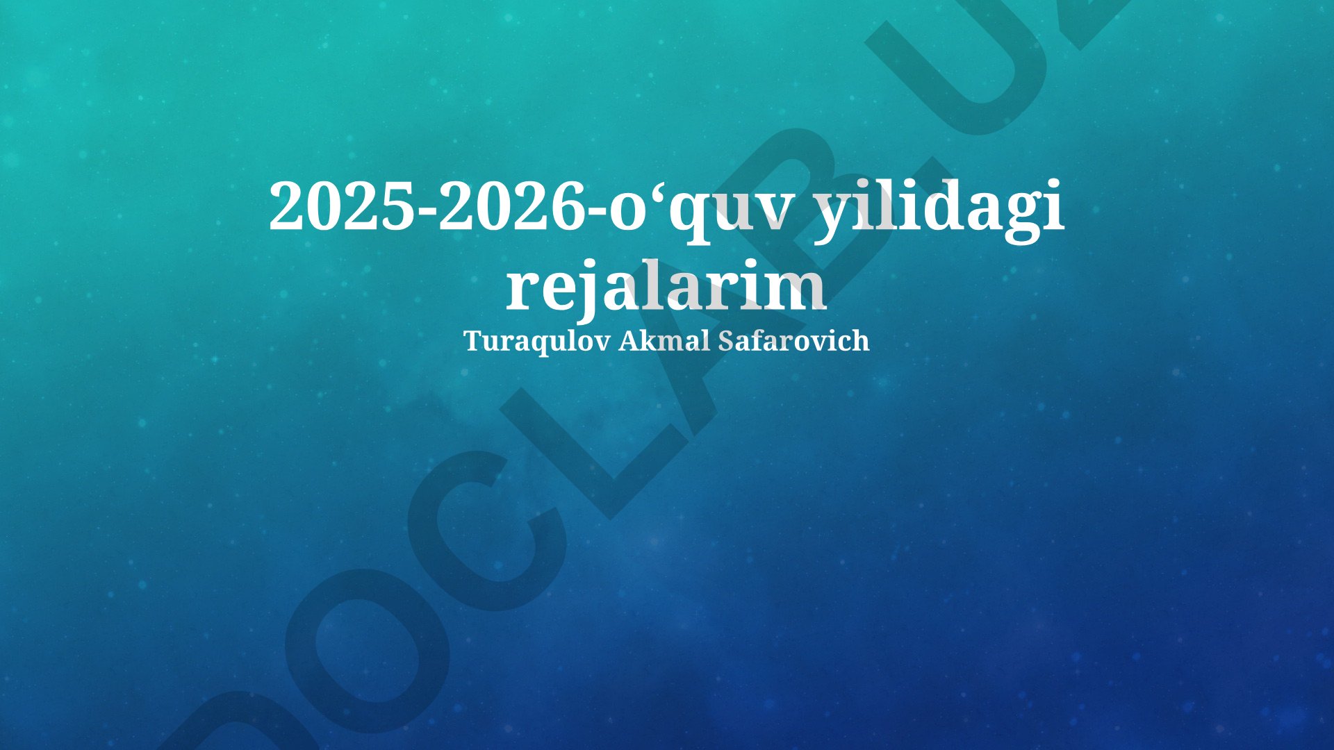2025-2026 o'quv yilidagi ilmiy va professional rejalar