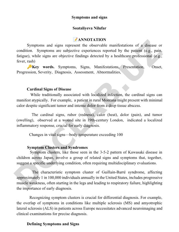 Symptoms and signs in medical diagnosis