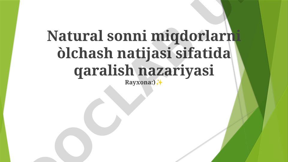 Tabiiy sonlarni o'lchov miqdori sifatida qarash nazariyasi