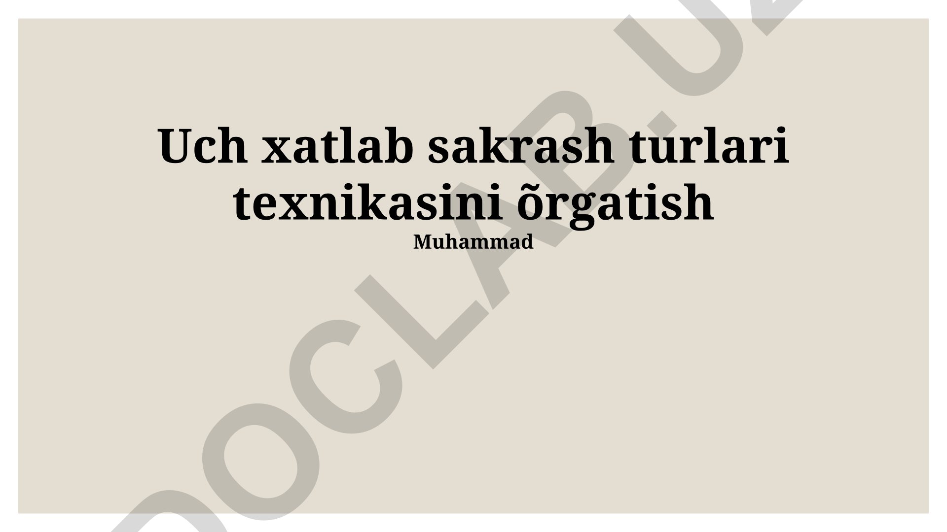 Uch xatlab sakrash turlari texnikasini o'rgatish