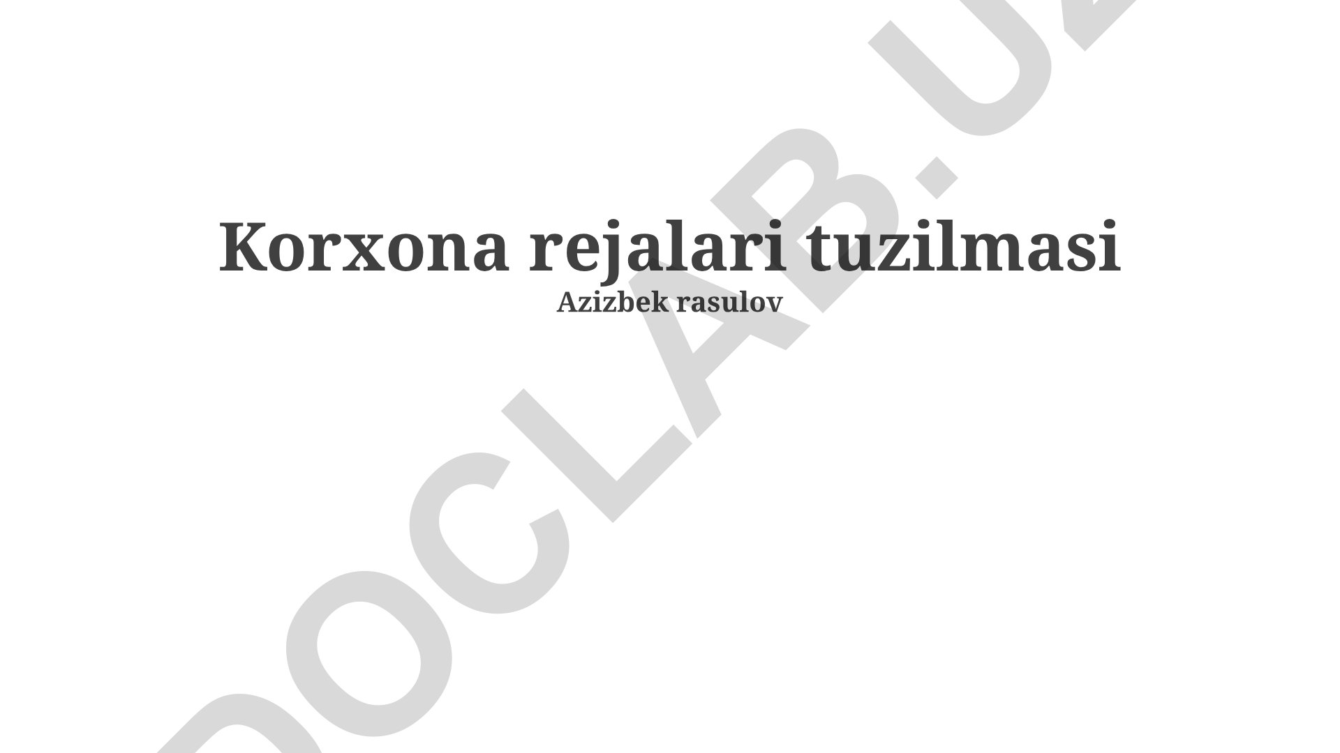 Korxona rejalari tuzilmasi va strategiyalari
