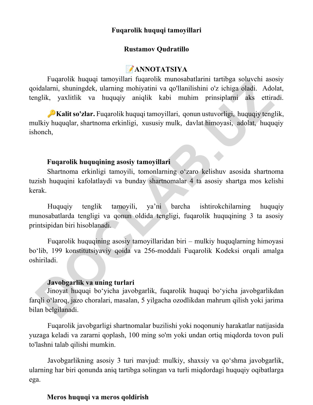 Fuqarolik huquqi tamoyillari