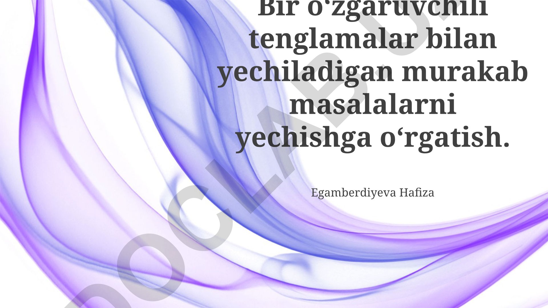 Bir o'zgaruvchili tenglamalar bilan murakkab masalalarni yechish