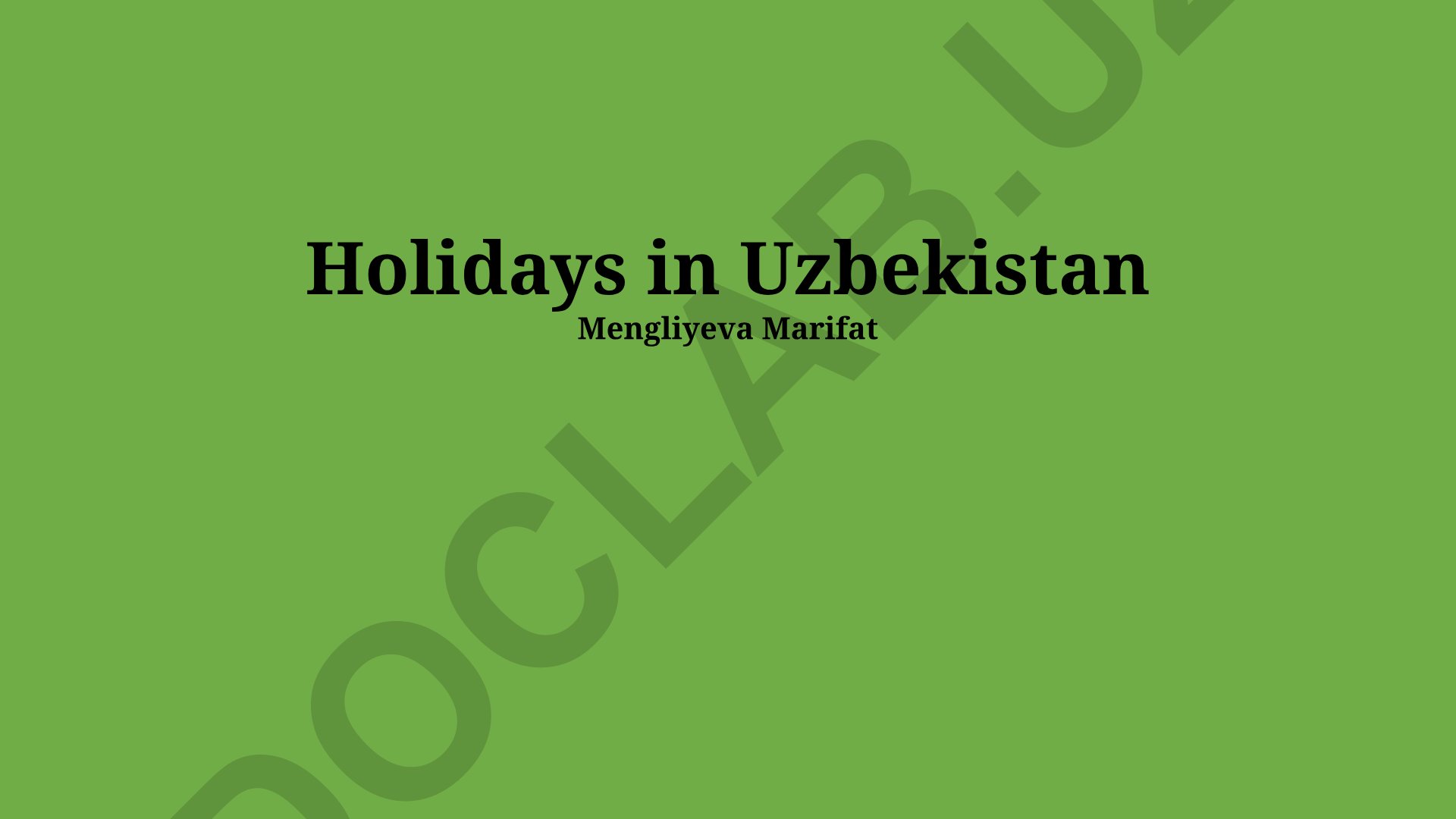 Holidays in Uzbekistan