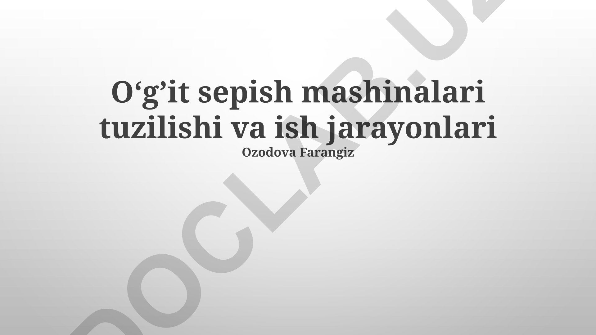 O'g'it sepish mashinalari tuzilishi va ish jarayonlari