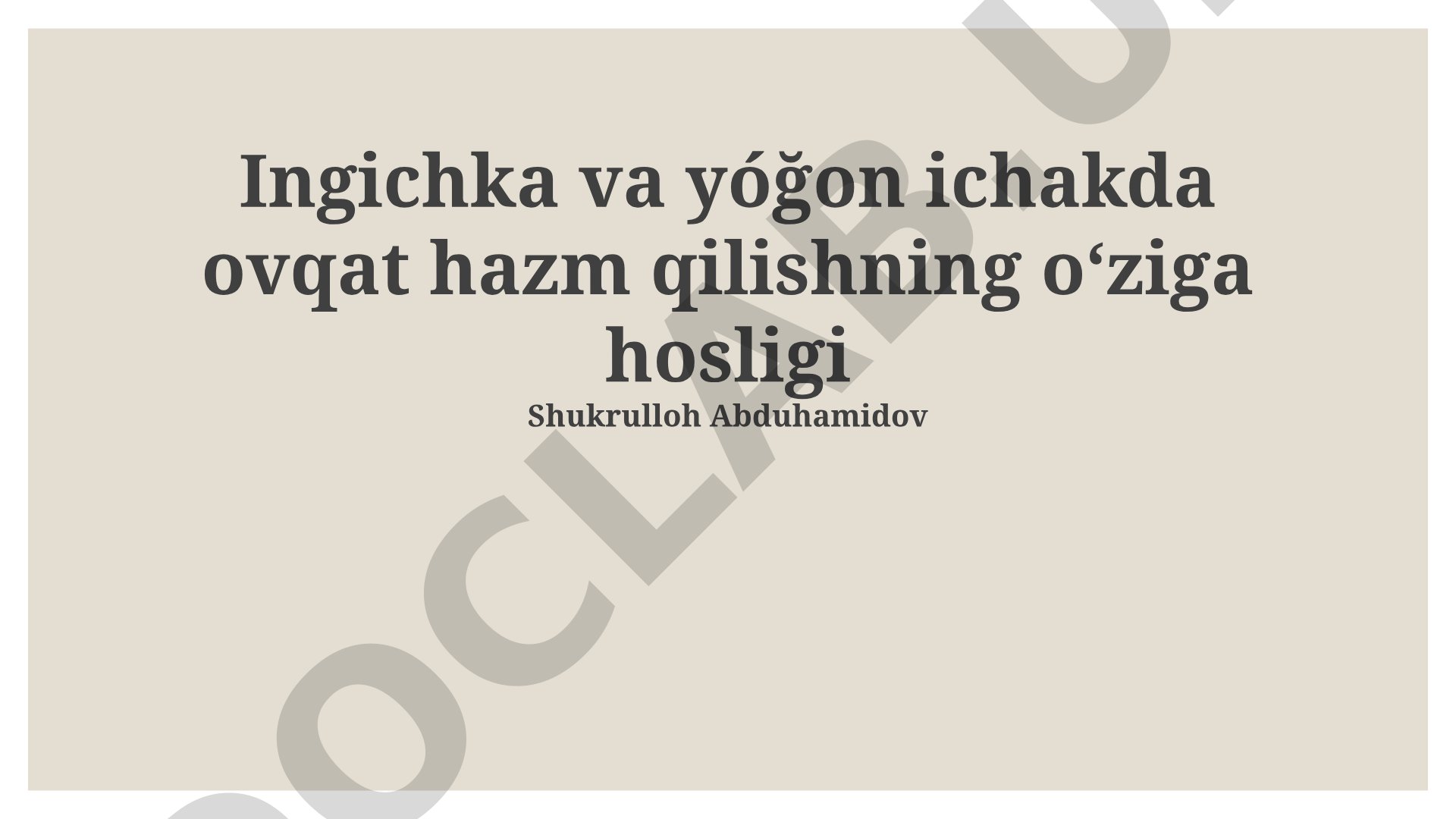 Ingichka va yo'g'on ichakda ovqat hazm qilishning o'ziga hosligi