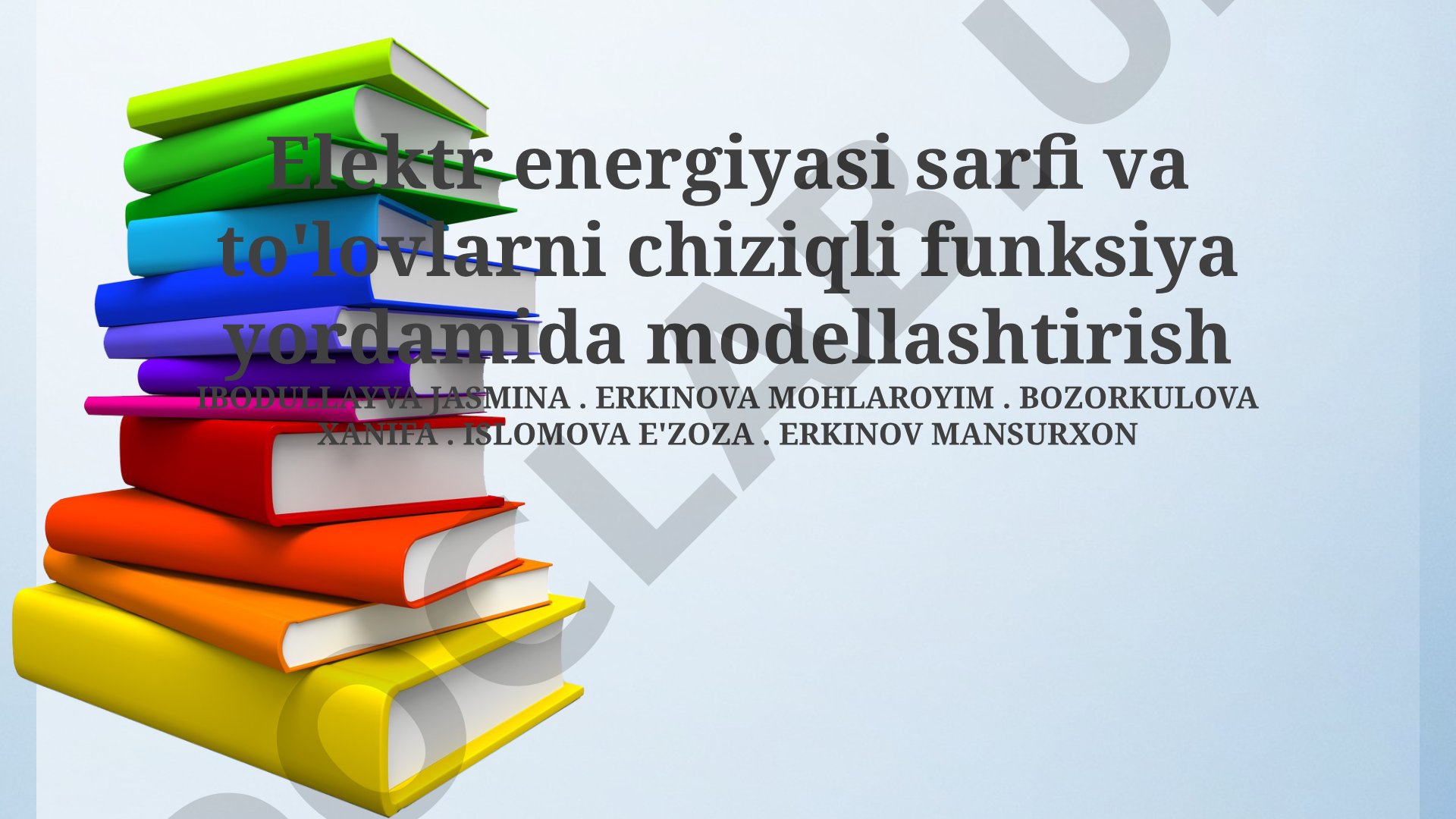 Elektr energiyasi sarfi va to'lovlarni chiziqli funksiya yordamida modellashtirish