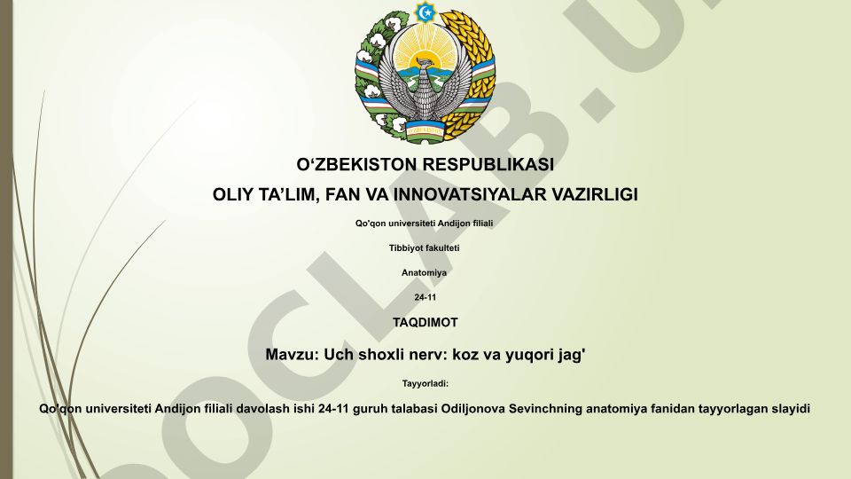 Uch shoxli nerv: koz va yuqori jag'