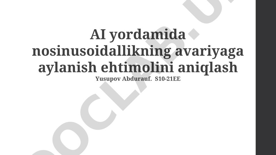AI yordamida nosinusoidallikning avariyaga aylanish ehtimolini aniqlash