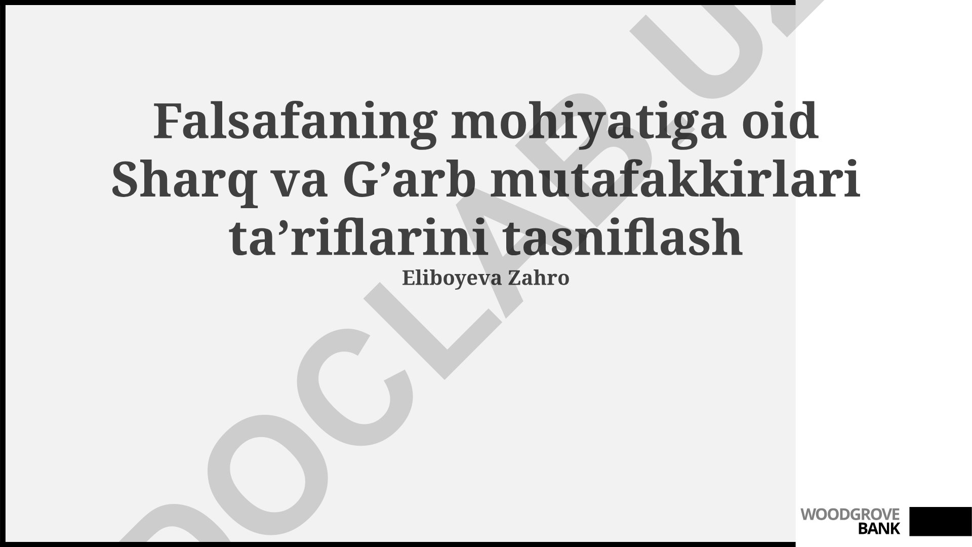 Sharq va G'arb falsafalarida mohiyatni tushunishdagi farqlar