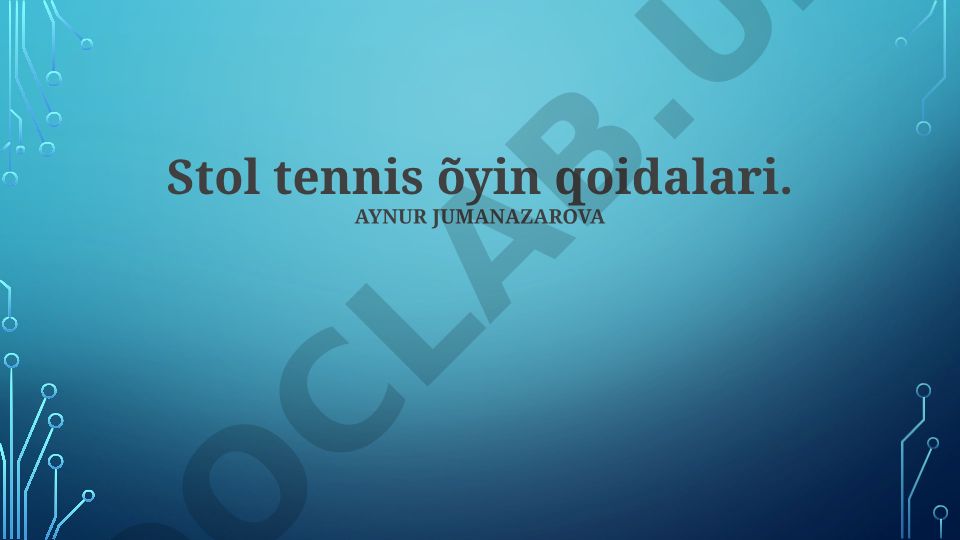 Stol tennis o'yin qoidalari va 2024-yilgi Olimpiada