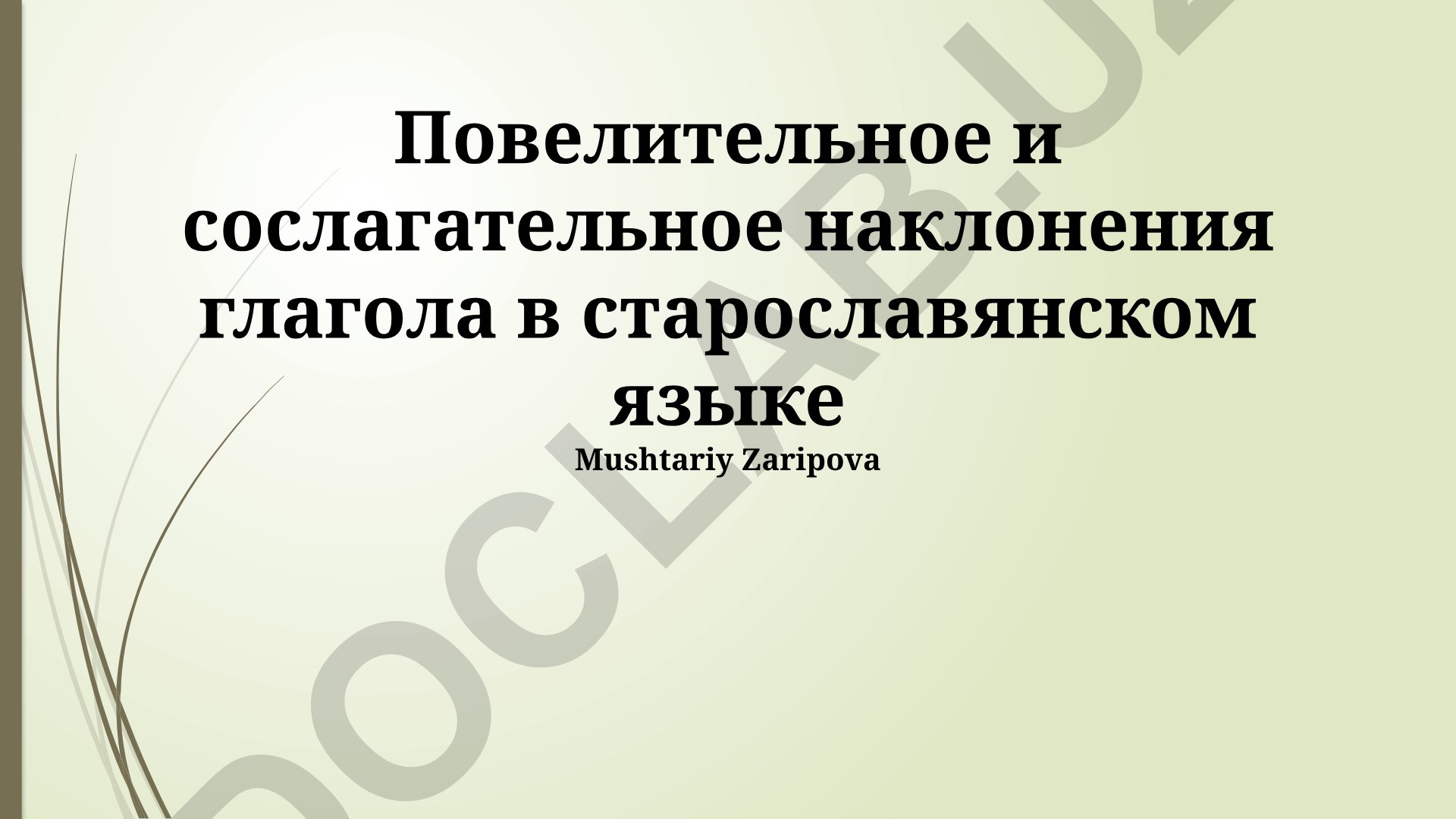 Повелительное и сослагательное наклонения глагола в старославянском языке