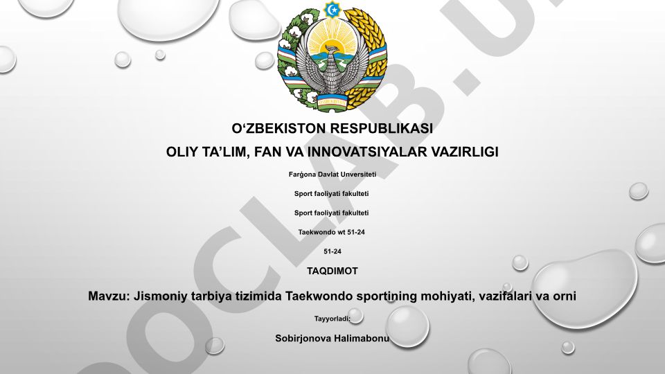 Jismoniy tarbiya tizimida Taekwondo sportining mohiyati, vazifalari va orni