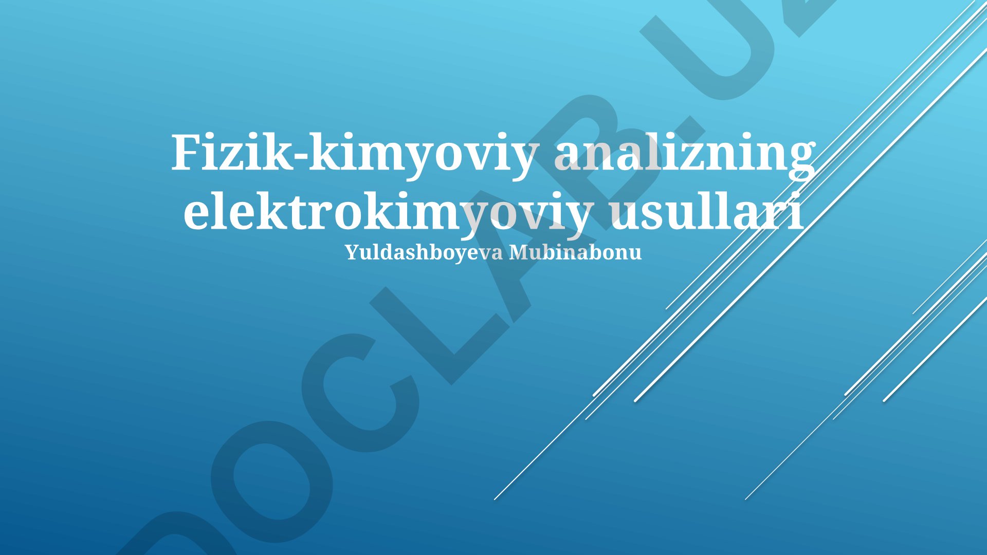 Fizik-kimyoviy analizning elektrokimyoviy usullari