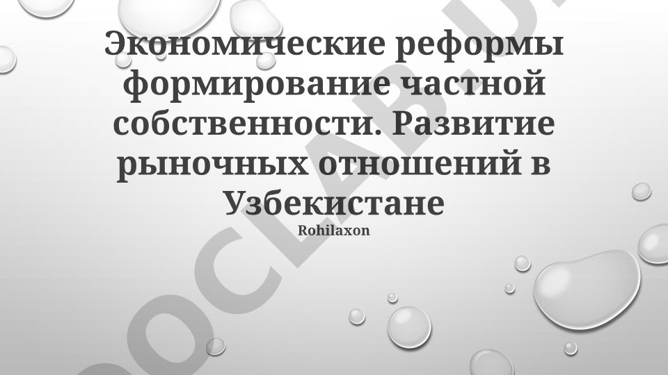 Экономические реформы и развитие рыночных отношений в Узбекистане