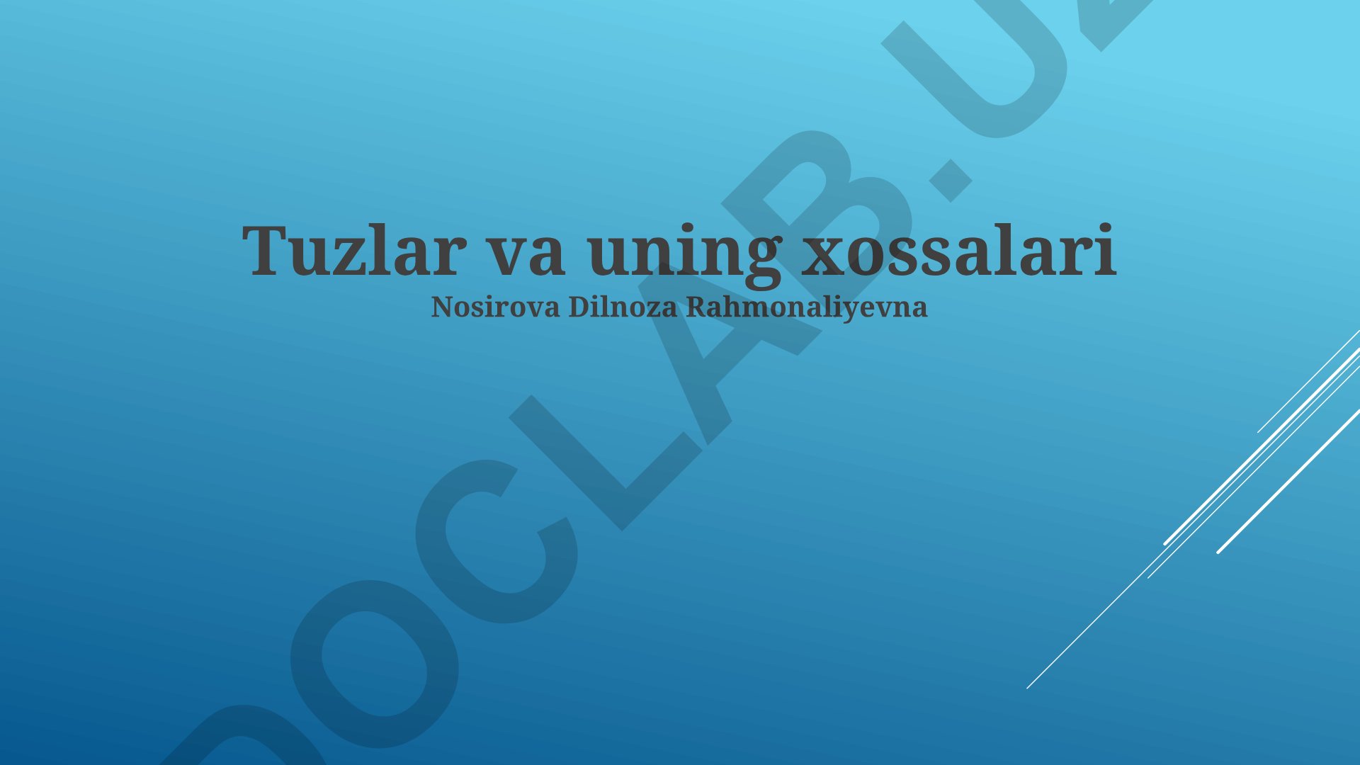 Tuzlar va uning xossalari