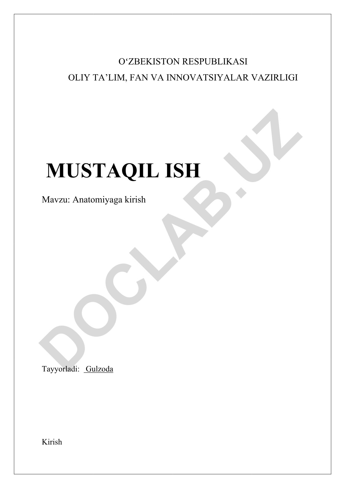 Anatomiyaga kirish